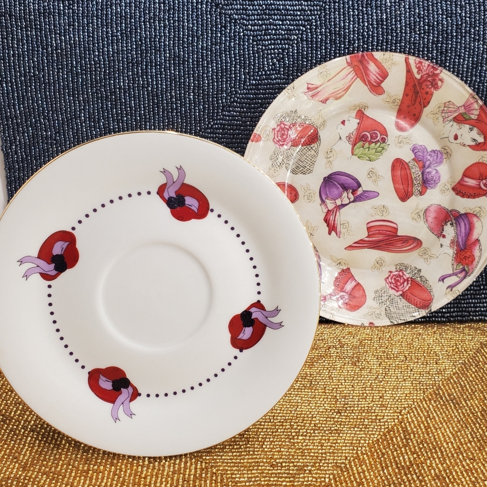 Darice  Red Hat Society Porcelain Saucer  + Red Hat Society appetizer Dish (PT2)